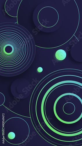 Dark green geometric background for phone. Abstract greenish screensaver for your smartphone.