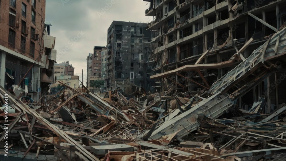 A whirlwind of disjointed shapes and forms representing the chaos of modernity 