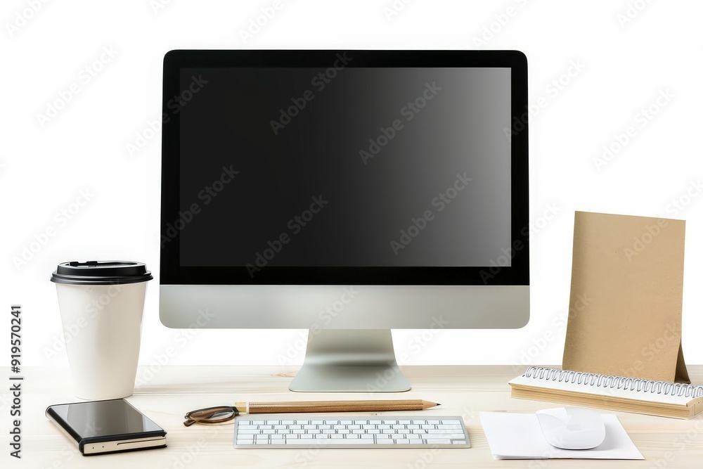 Fototapeta premium office desk setup with computer