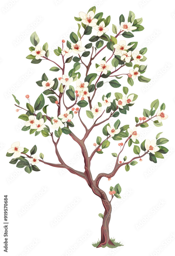 Obraz premium PNG Hawthorn Tree flower tree illustrated.
