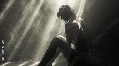 Contemplative Silhouette in Misty Light