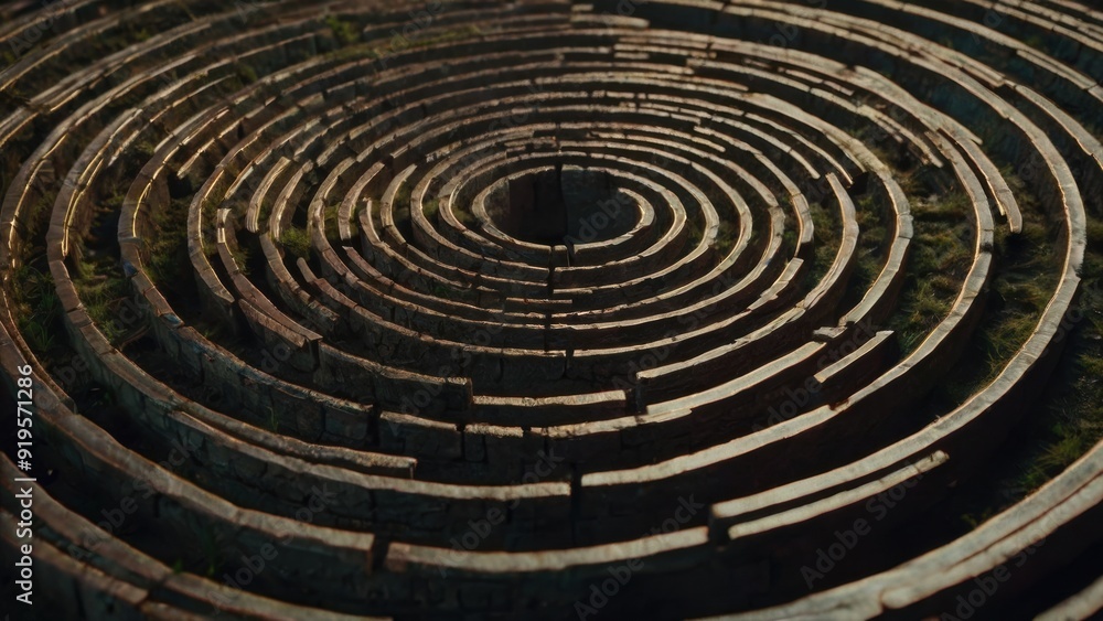 A labyrinth of interlocking spirals representing the journey of self-discovery A labyrinth of interlocking spirals representing the journey of self-discovery