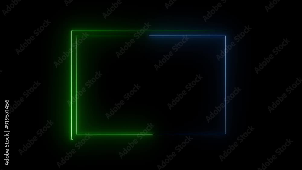Glowing neon light rectangle frame shape animation. rectangle frame animation background 4k. Glowing neon light rectangle frame shape animation. rectangle frame animation background 4k.
