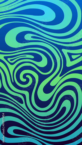Abstract background of gasoline dilutions on water. Blue-green screen saver for the phone