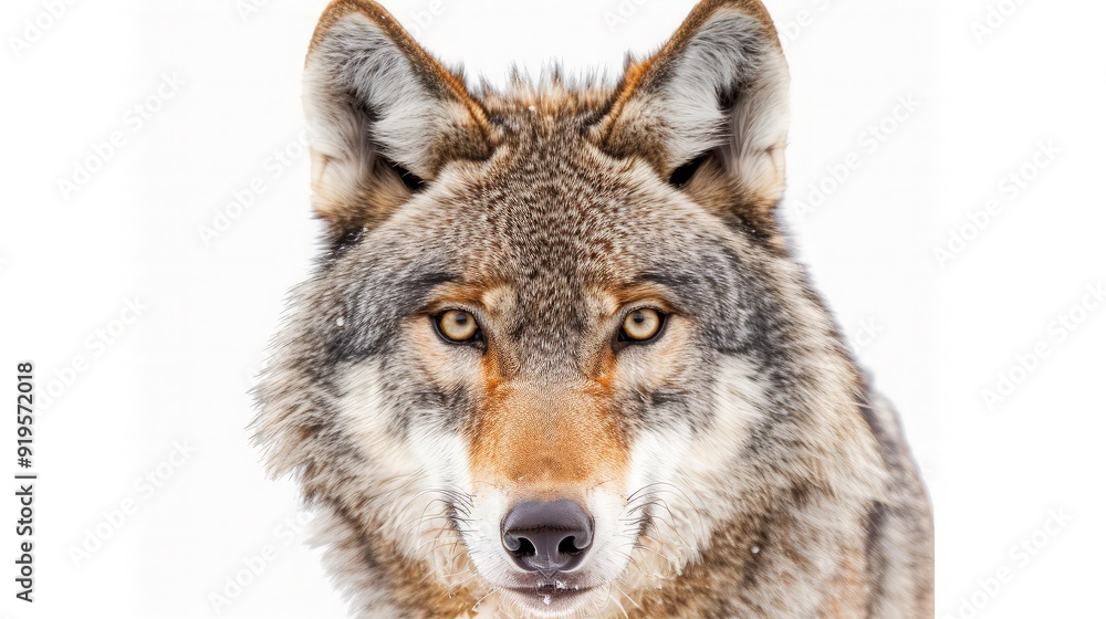 Close-up Portrait of a Wolf with Intense Gaze Close-up Portrait of a Wolf with Intense Gaze