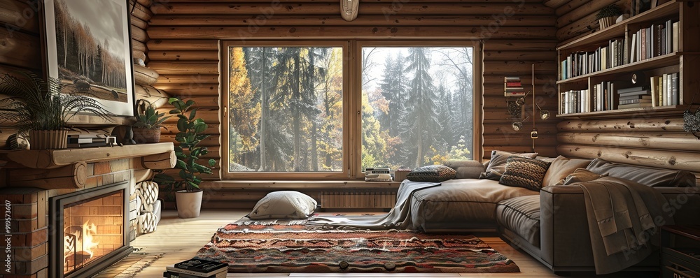 Log cabin with a cozy atmosphere. Log cabin with a cozy atmosphere.
