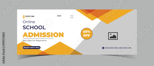 school admission social media cover photo design, vector  editable template.