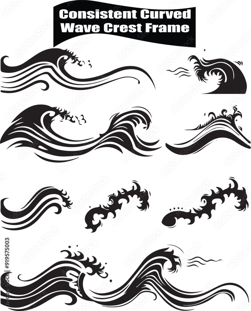 Wave Crest Frame Abstract Silhouette Vector Graphics Pack Wave Crest Frame Abstract Silhouette Vector Graphics Pack