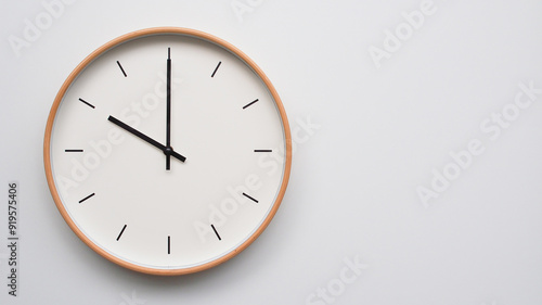 Wallpaper Mural Minimalist wooden Wall Clock on White Wooden Surface with Space for Text – Time Set at 10.00, 22.00 Torontodigital.ca
