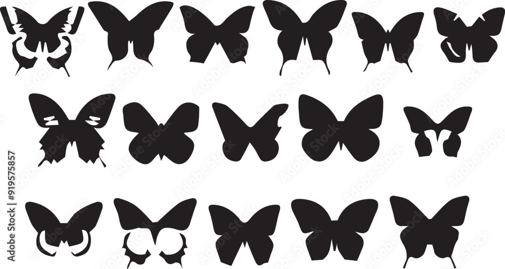 Fototapeta premium Butterfly Shadowy Silhouette Vector Art Pack