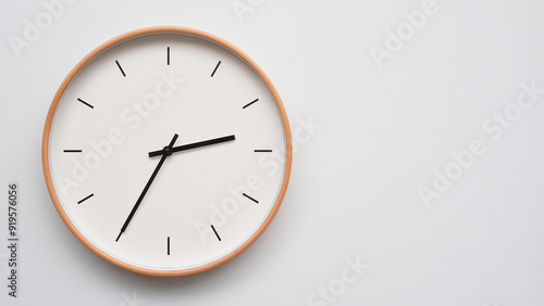 Wallpaper Mural Minimalist wooden Wall Clock on White Wooden Surface with Space for Text – Time Set at  Torontodigital.ca