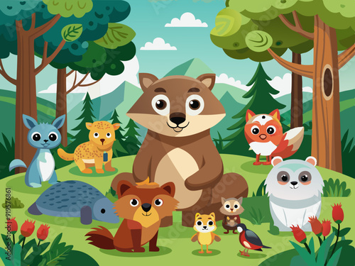 Wall Mural animals in the forest