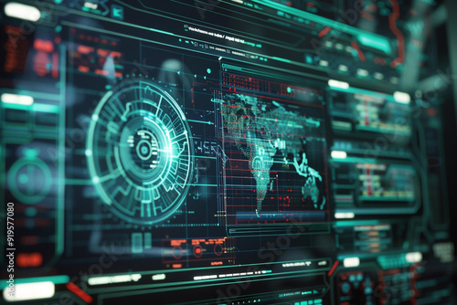Antivirus alert Detailed view of computer screen during spyware scanning encryption for data protection in focus
