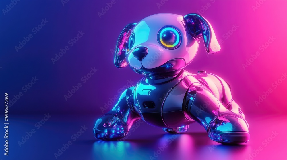 Robo-Dog in a Futuristic Playground with Minimalistic Abstract Background Robo-Dog in a Futuristic Playground with Minimalistic Abstract Background