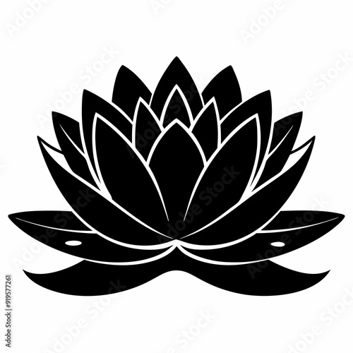 water lily Black silhouette