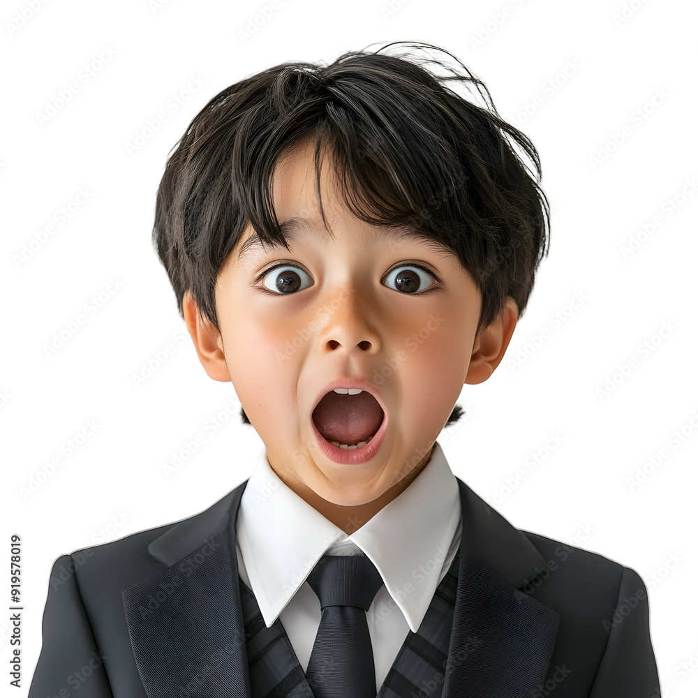 Astonished Young Boy in Formal School Attire Making Surprised Facial Expression Astonished Young Boy in Formal School Attire Making Surprised Facial Expression