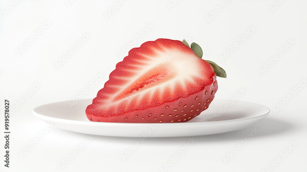 a slice of strawberry on white background