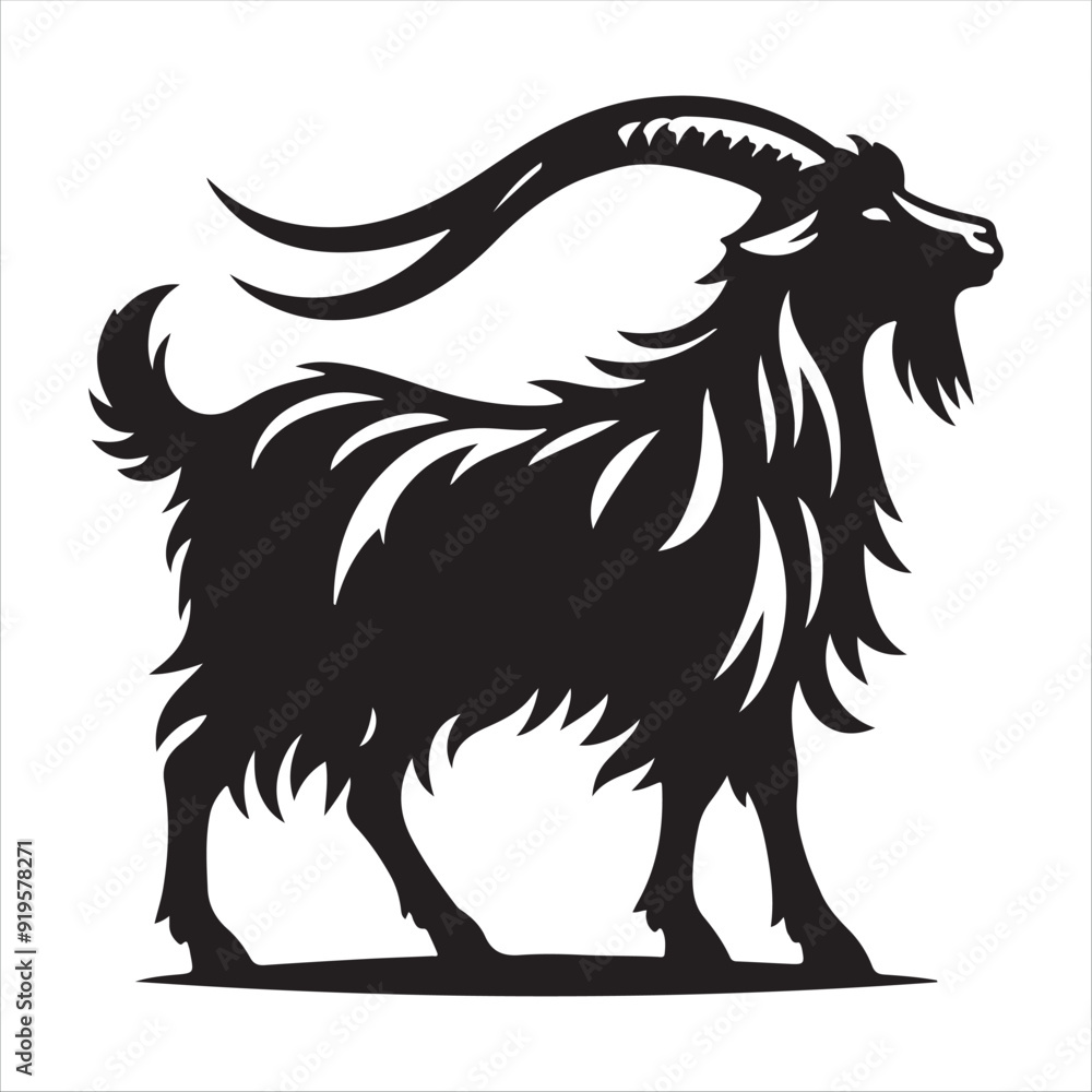 Obraz premium goat silhouette vector illustration in white background
