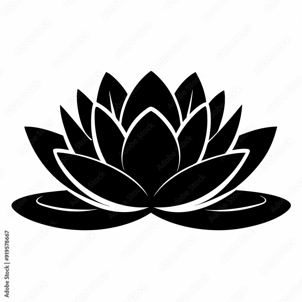 water lily Black silhouette water lily Black silhouette