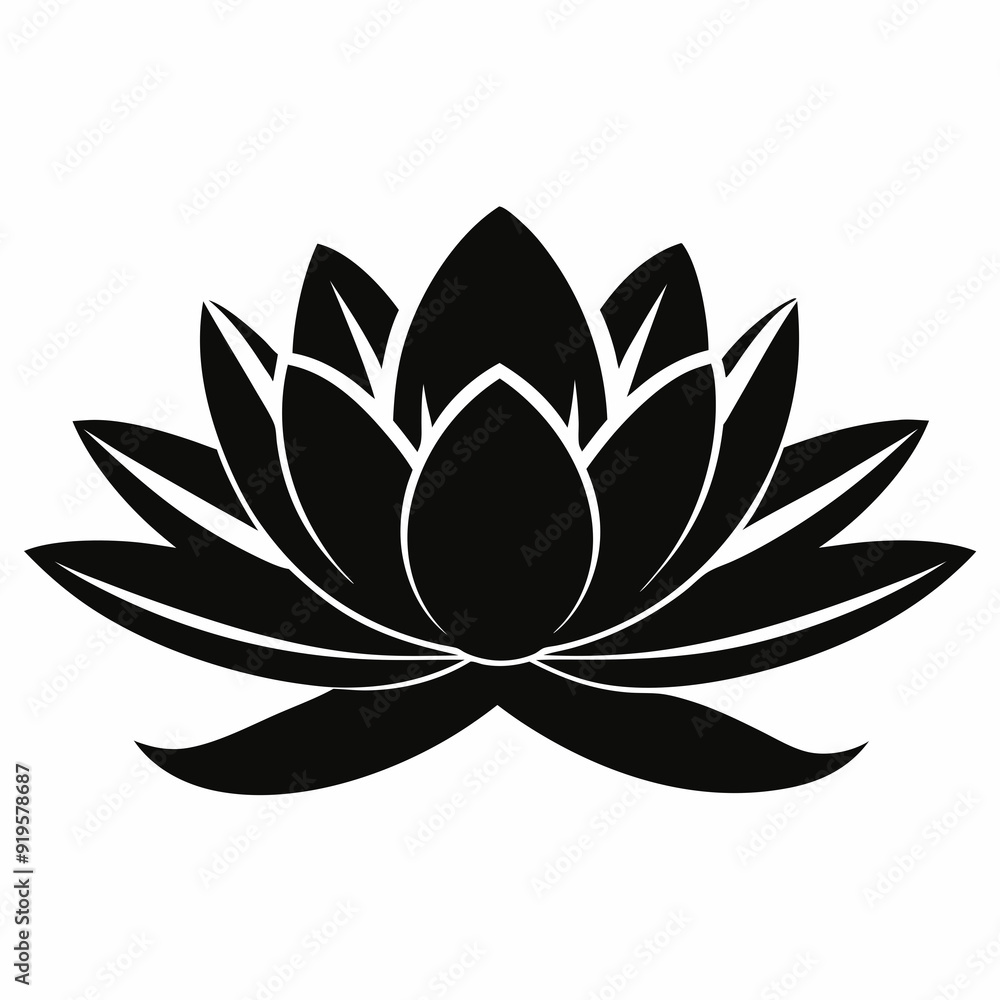 water lily Black silhouette water lily Black silhouette