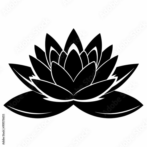 water lily Black silhouette