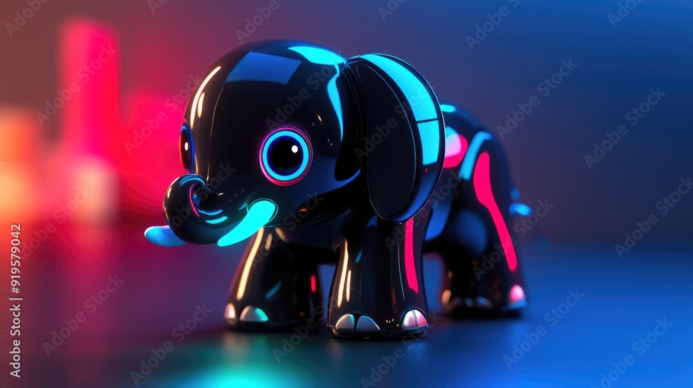 Robo-Elephant in a Futuristic Playground with Minimalistic Abstract Background Robo-Elephant in a Futuristic Playground with Minimalistic Abstract Background