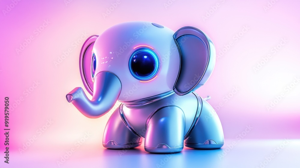Robo-Elephant in a Futuristic Playground with Minimalistic Abstract Background Robo-Elephant in a Futuristic Playground with Minimalistic Abstract Background