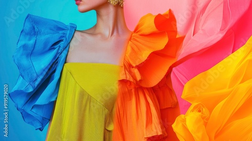 Wallpaper Mural Photo collage of sustainable fashion, eco-friendly fabrics, trendy and stylish, bright and colorful Torontodigital.ca