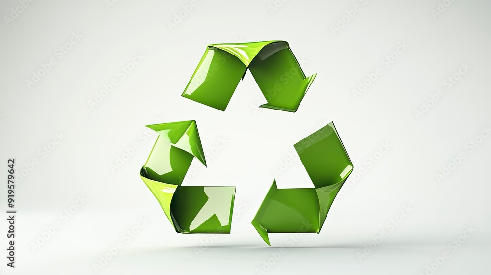 Vector graphic of a recycling symbol, green and clean, minimalist design, white background Vector graphic of a recycling symbol, green and clean, minimalist design, white background