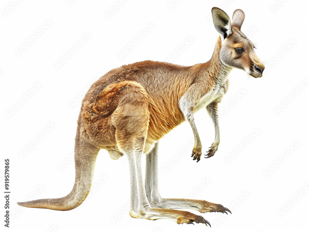 A kangaroo is standing on its hind legs and looking at the camera. The painting is in watercolor and has a warm, earthy tone. The kangaroo's posture and expression convey a sense of curiosity A kangaroo is standing on its hind legs and looking at the camera. The painting is in watercolor and has a warm, earthy tone. The kangaroo's posture and expression convey a sense of curiosity