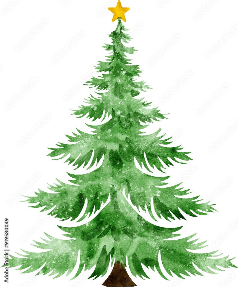 Fototapeta premium Watercolor Christmas Tree Illustration