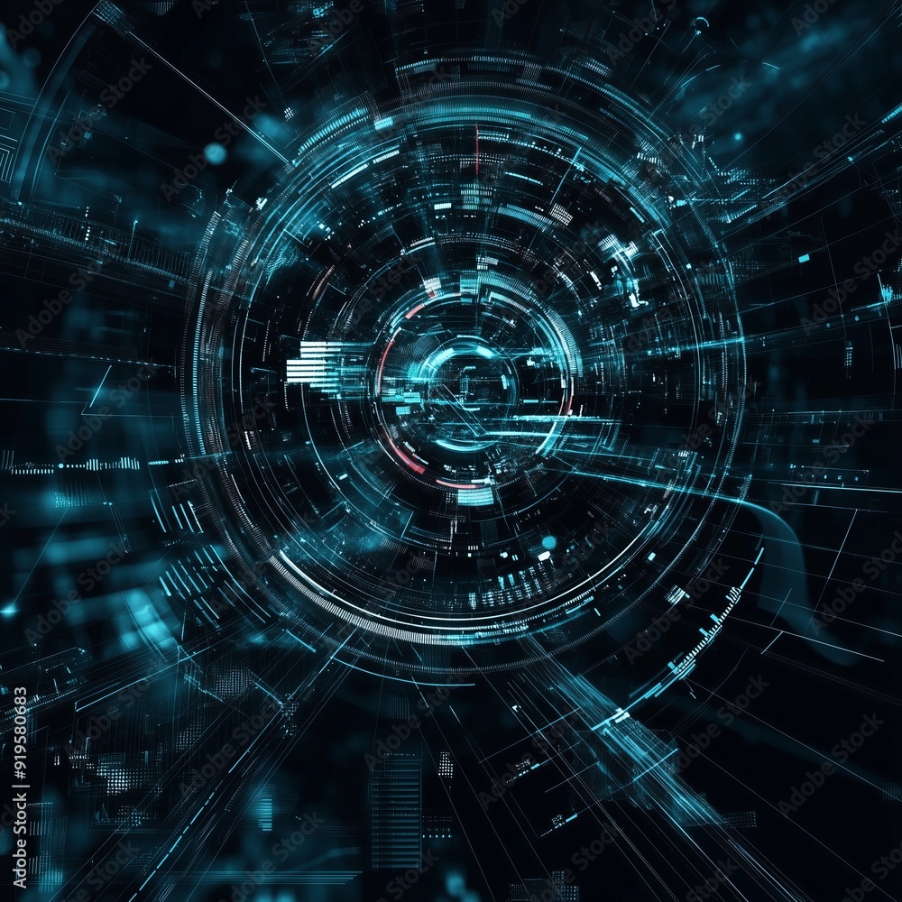 Fototapeta premium Futuristic digital abstract with data and technology theme