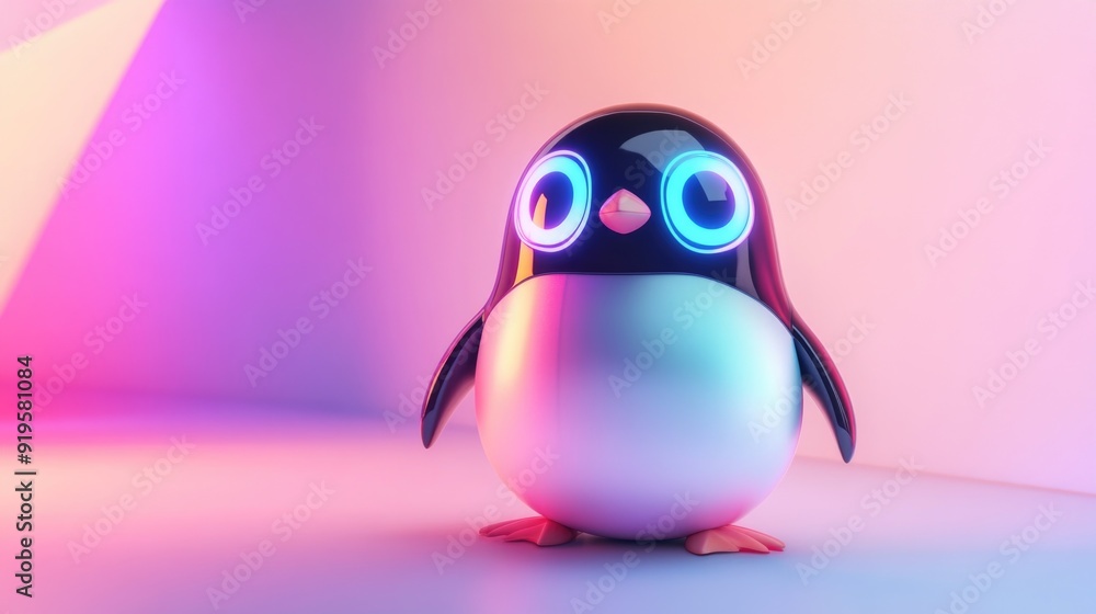 Robo-Penguin in a Futuristic Playground with Minimalistic Abstract Background Robo-Penguin in a Futuristic Playground with Minimalistic Abstract Background