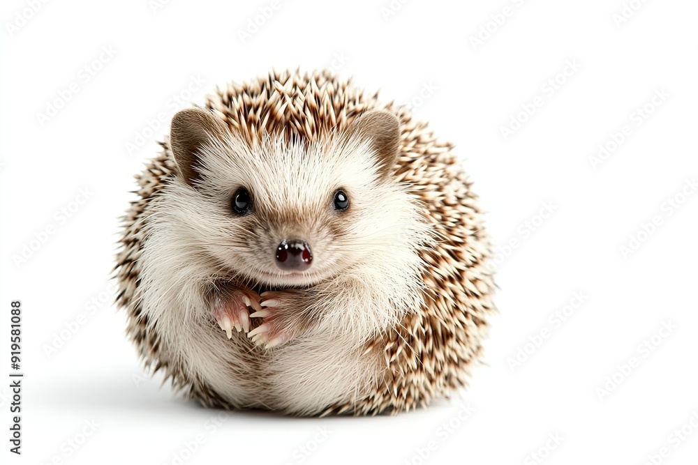 Hedgehog rolling into a ball isolated on a white background Hedgehog rolling into a ball isolated on a white background