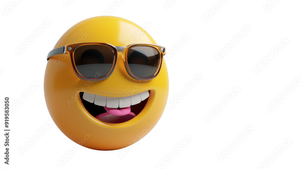 3D Emoji with sunglasses ,isolated on a pure white background 3D Emoji with sunglasses ,isolated on a pure white background