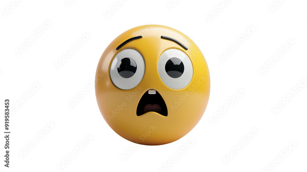 Fototapeta premium 3D Emoji with a shocked expression ,isolated on a pure white background