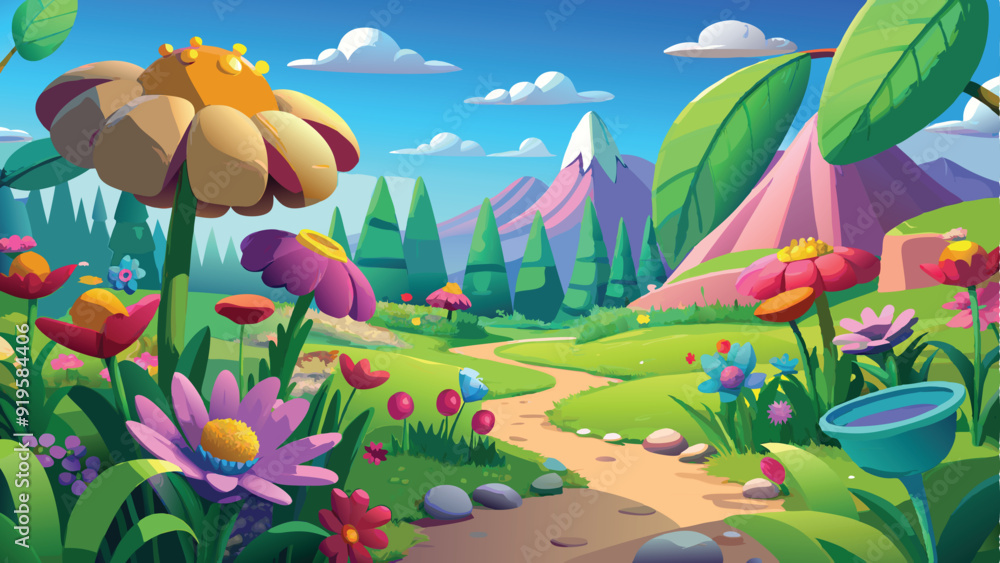 Illustration of a flower meadow in spring. AI digital illustration Illustration of a flower meadow in spring. AI digital illustration