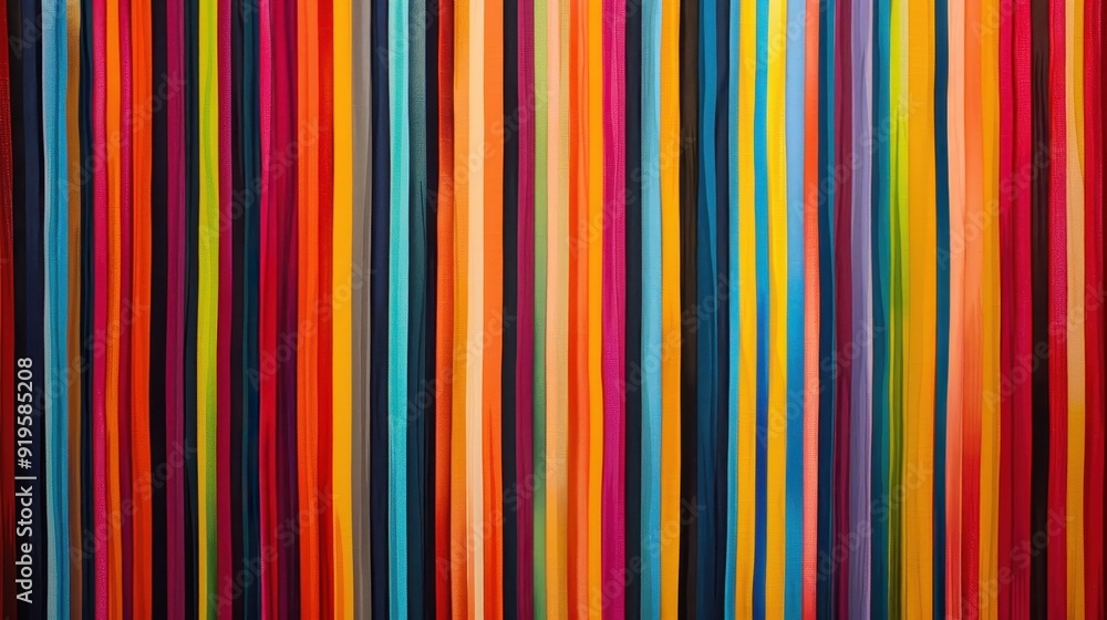 Fototapeta premium Vibrant stripes in various colors create an eye-catching textile pattern in a studio