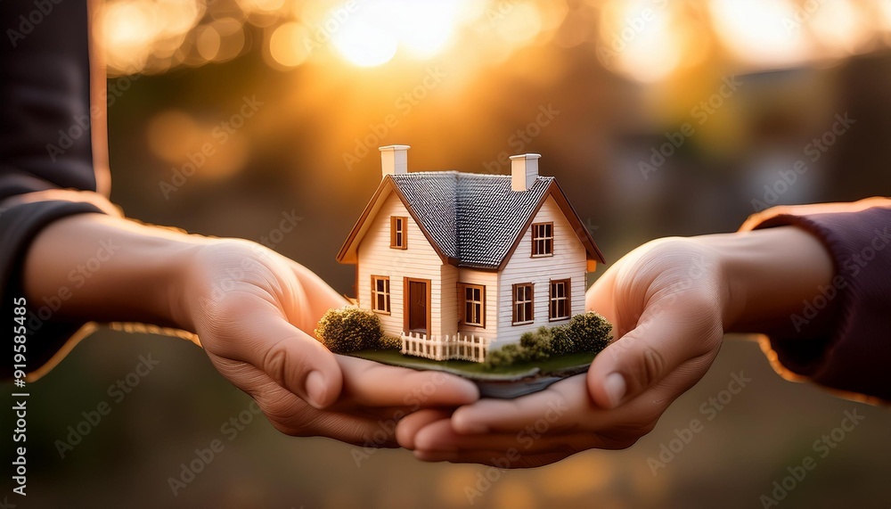 symbolic image of homeownership dreams closeup of hands gently cradling a detailed miniature house model soft warm lighting emphasizing hope and aspiration symbolic image of homeownership dreams closeup of hands gently cradling a detailed miniature house model soft warm lighting emphasizing hope and aspiration