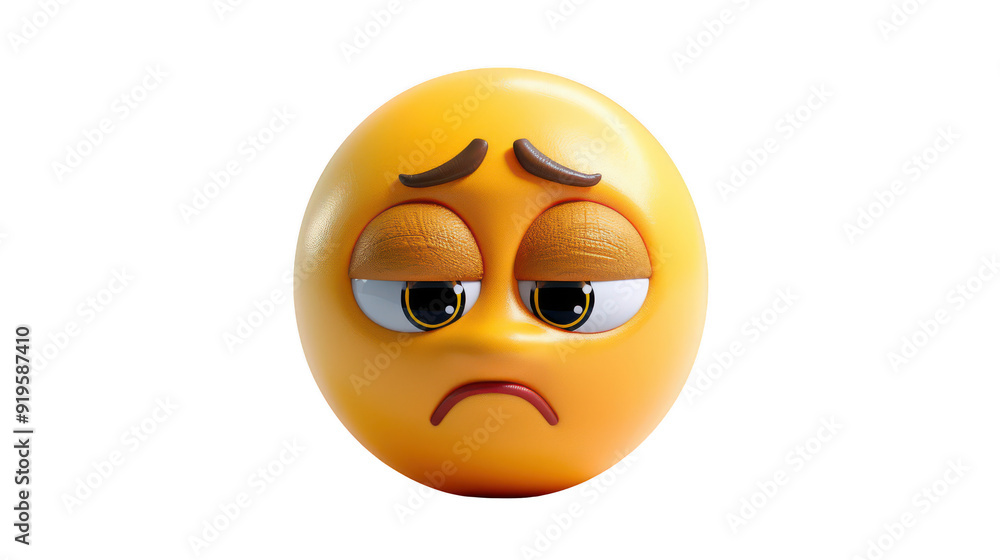 Fototapeta premium 3D Emoji with a look of exhaustion ,isolated on a pure white background