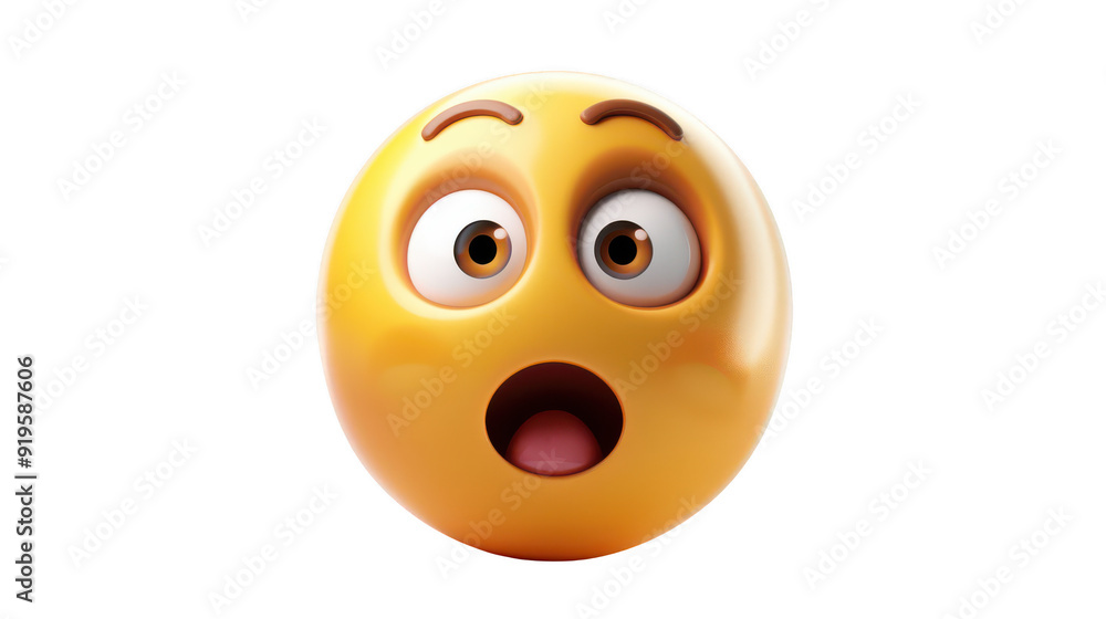 3D Emoji with a look of excitement ,isolated on a pure white background 3D Emoji with a look of excitement ,isolated on a pure white background