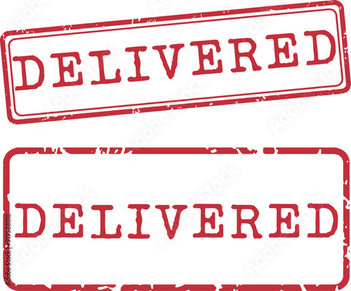 Delivered Rubber Stamp Vector Set