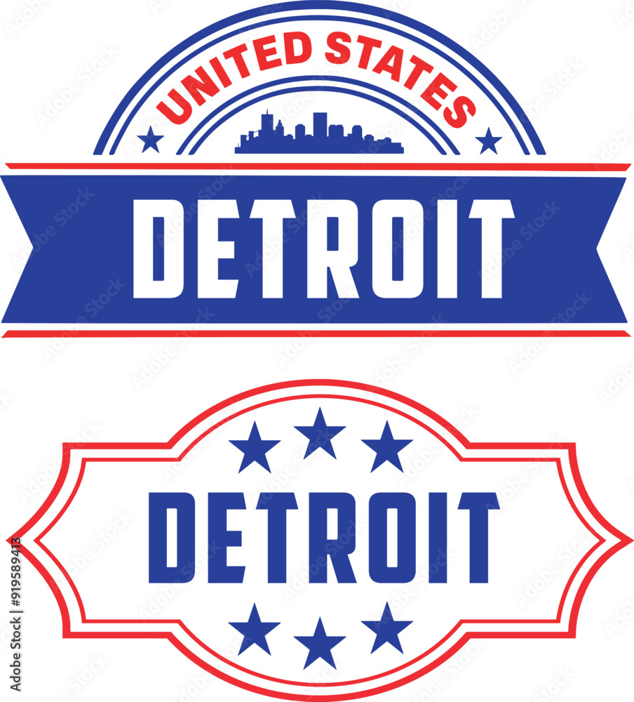 Detroit Michigan Vector Set