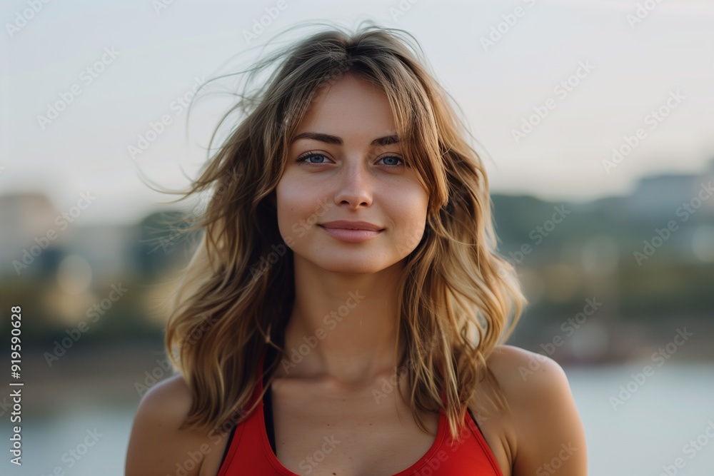Portrait of a Blonde Woman with a Gentle Smile Portrait of a Blonde Woman with a Gentle Smile