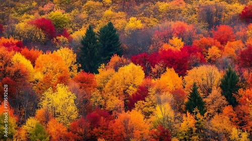 A Multitude of Colors in an Autumn Forest