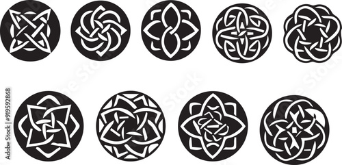 Modern Celtic Knot  Black Silhouette Design Elements
