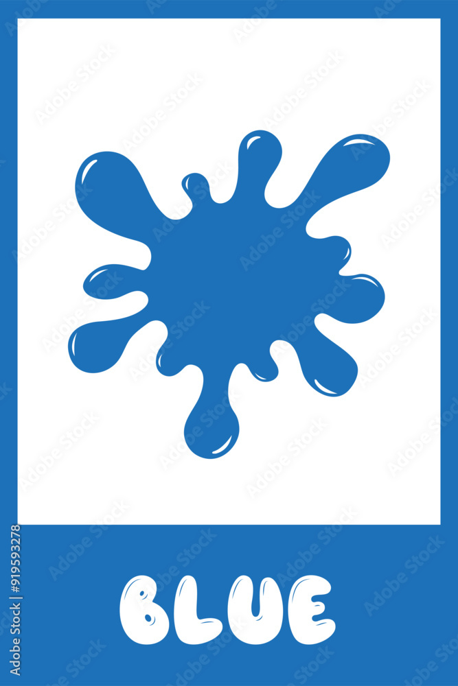 Obraz premium Card with blue color. Learning colors for children. Children's flash cards. Educational cards with color for children.