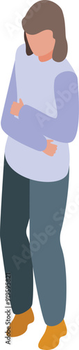 Young woman is holding her stomach, suffering from pain and discomfort