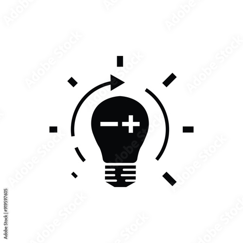 level light scale icon, lighting managing, regulate brightness, light bulb, flat symbol on white background - vector illustration eps10