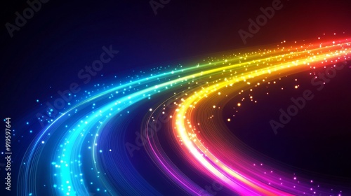 The background is an abstract digital image composed of rounded colored lines. The space represents information flow. The 3D image represents big data.